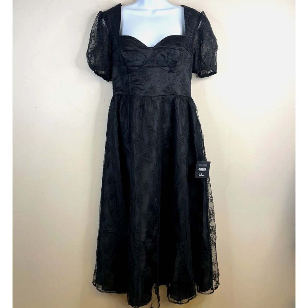 Lulu's Black Lace Midi Dress